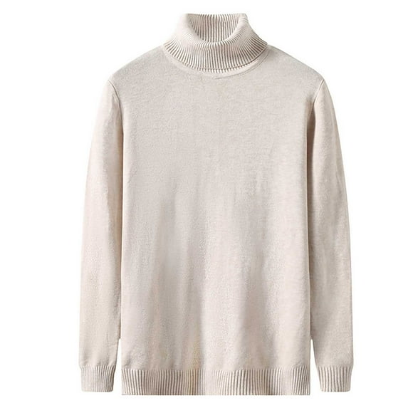 jsaierl Sweaters for Men Knit Turtle Neck Solid Loose Top Long Sleeve Classic Fall and Winter Pullover Sweater