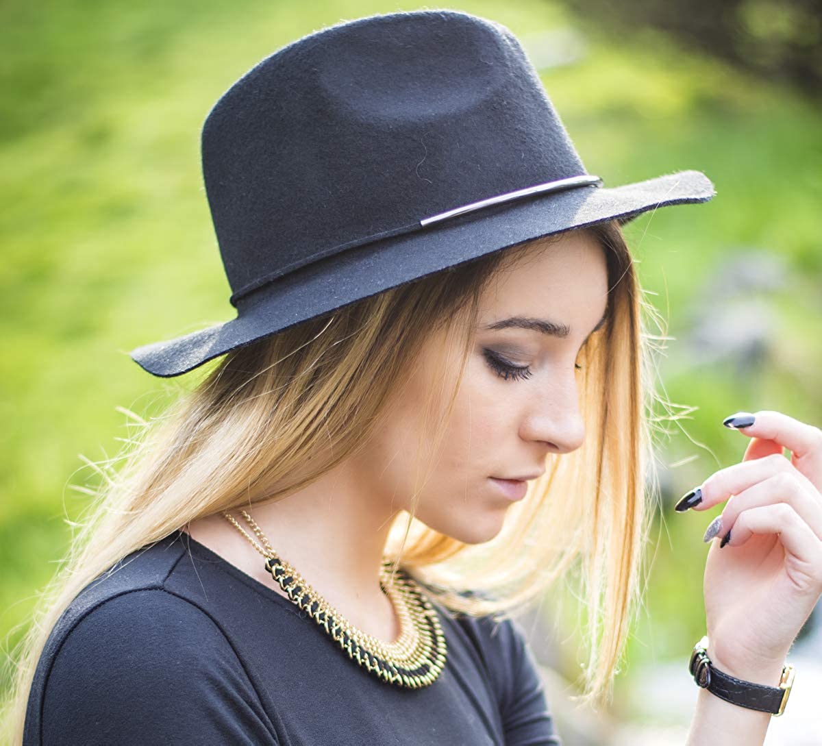 Womens Ladies Retro Wide Brim Floppy 