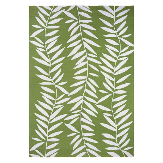 Bamboo Leaves Area Rug, Lime ,Rectangle, 2' x 4'