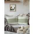 thumbnail image 2 of Outdoor Pillows Waterproof, Sage Green Striped Throw Pillows with Inserts Included, Modern Color Block Farmhouse Stripes Indoor Outdoor Decorative Lumbar Pillow for Bed/Couch/Patio 18"x18", 2Pcs, 2 of 8