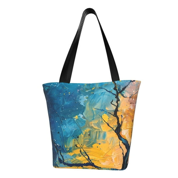 Balery Abstract Night Sky Tree Bolsa de Hombro con Diseño, Bolsa Grande y Duradera, Bolsa Versátil para Compras