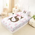 thumbnail image 4 of Erosebridal Girls Letter S Bow Twin Sheet Sets,Cute Bows Chic Cheetah Print Bedding For Girls Teens 3pcs, 4 of 6