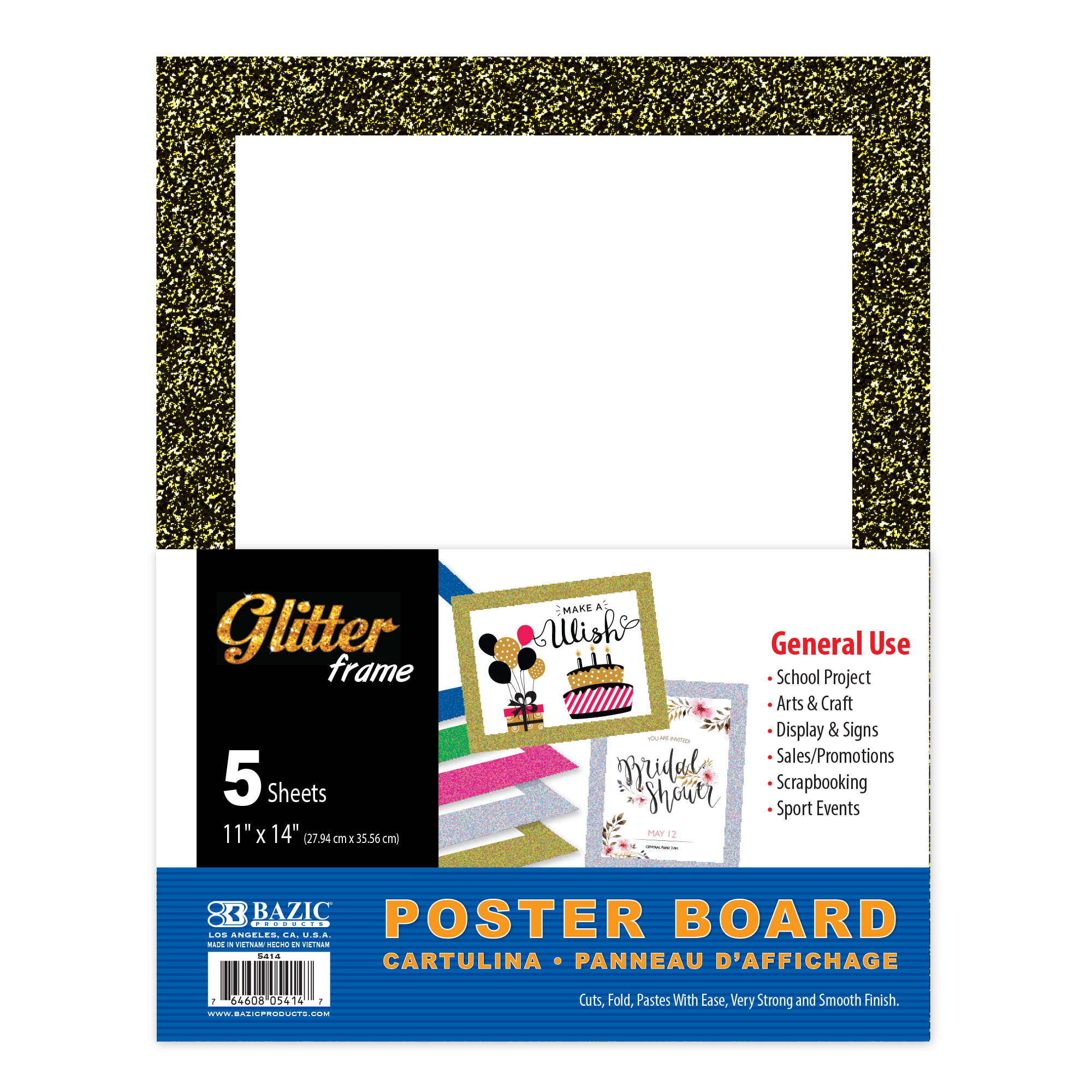 Pack of 10 22” x 28” Ecological Fibers Premium 100% Recycled Poster Board Black