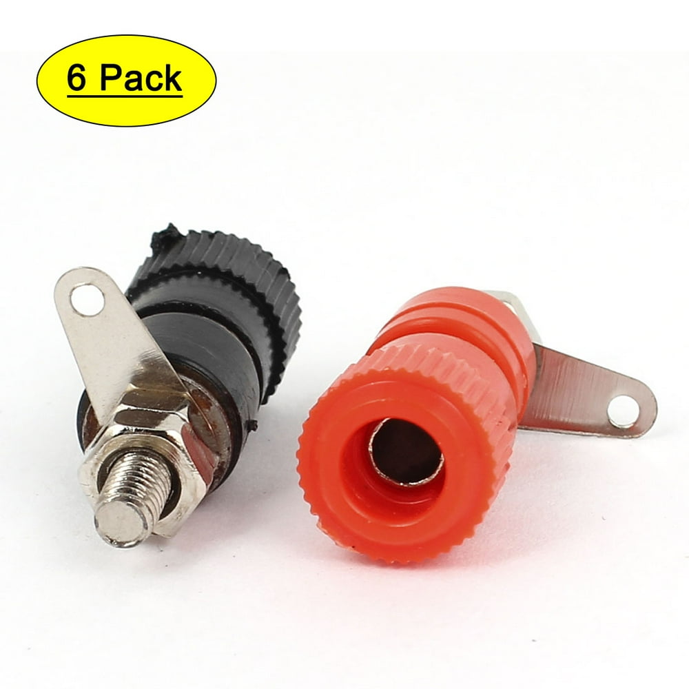 6 Pcs 4mm Amplifier Terminal Binding Post Banana Plug Jack Panel Mount Connector