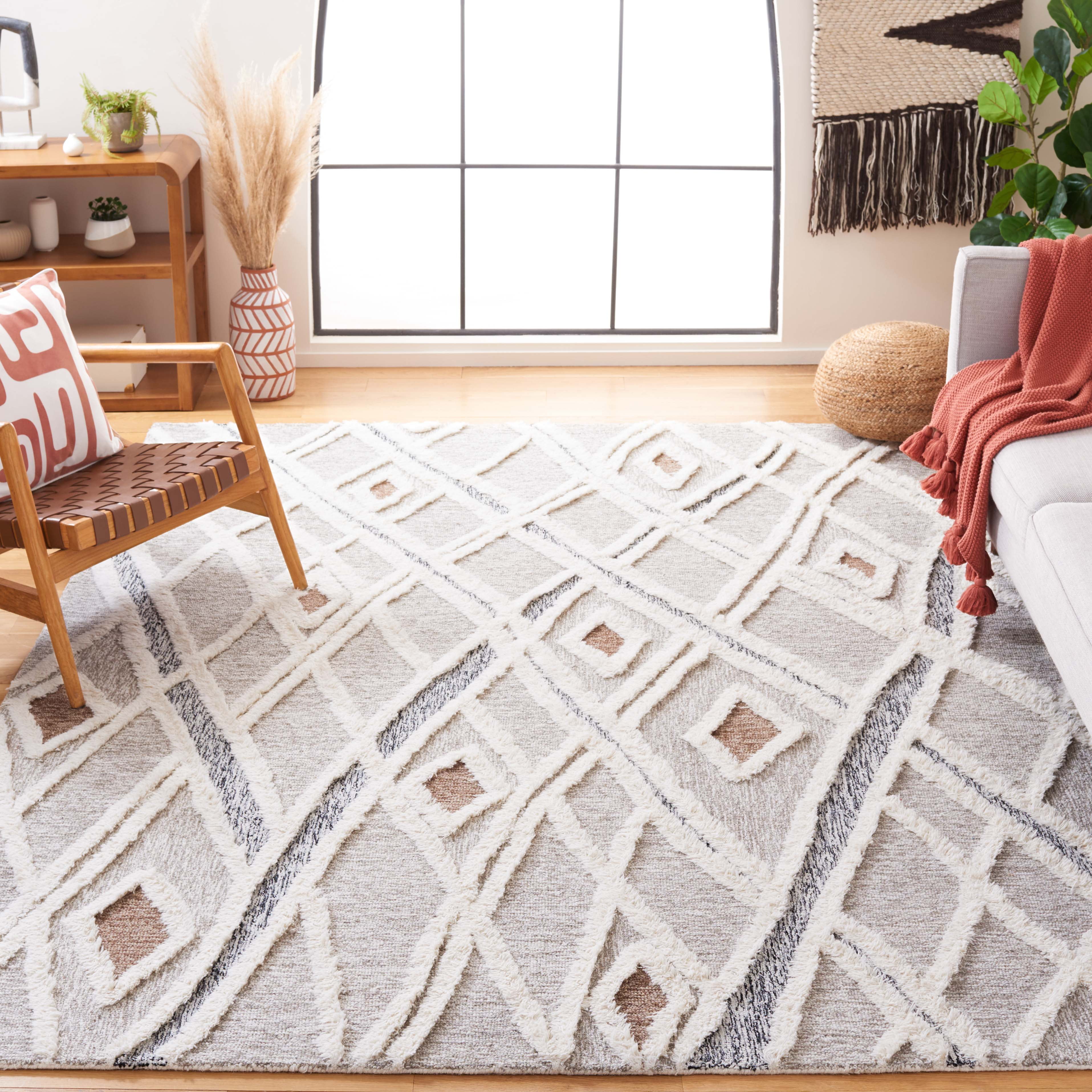 SAFAVIEH Casablanca Amelia Diamond Area Rug, Grey/Ivory, 11' x 15'