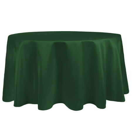 

Ultimate Textile (5 Pack) Satin 108-Inch Round Tablecloth - for Wedding Special Event or Banquet use Hunter Green