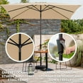 thumbnail image 3 of JUSTLET 8 x 10 ft Outdoor Rectangular Patio Market Umbrella, Beige, 3 of 8