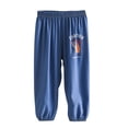 thumbnail image 2 of Zwiiyzr 4-11Y Kids Boys Jeans Pants Loose Spring Summer Casual Letter Print Lightweight Denim Style Cuff Trousers Dark Blue, 2 of 3