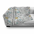thumbnail image 2 of Floral Soft Flannel Fleece Throw Blanket, Paint Blots and Exotic Leaves Flower Drawings, Cozy Plush for Indoor and Outdoor Use, 60" x 80", White Blue Orange, by Ambesonne, 2 of 5