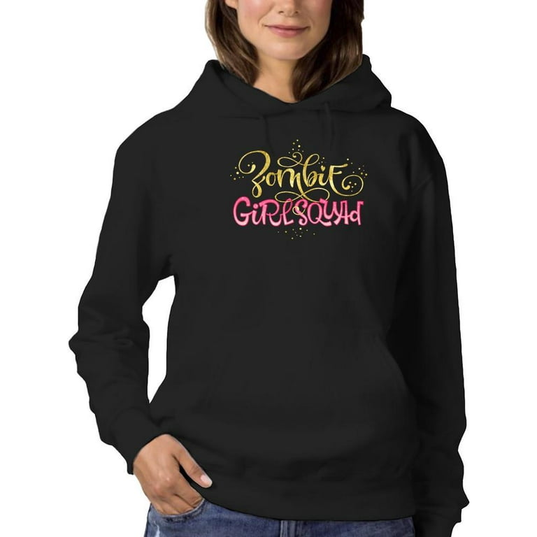 Zombie Girl Squad. Gold Glitter Hoodie Women -Image by Shutterstock, Female  Large - Walmart.com