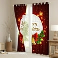 thumbnail image 3 of jejeloiu Merry Christmas Blackout Curtains,Red Bowtie Gold Bell Curtains Pack of 2 (38x45 Each),Xmas Berry Window Curtains For Girls,Super Cozy Room Decor, 3 of 6