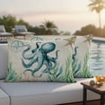 thumbnail image 5 of Pack of 2 Outdoor Pillow Covers 20x12 Inch Waterproof Octopus Coastal Throw Pillow Covers,Decorative Couch Pillow Shams Protectors Vintage Nautical Ocean Starfish Compass Patio Cushion Pillowcases, 5 of 8