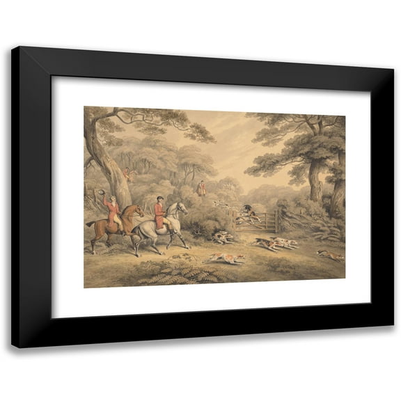 Samuel Howitt 14x11 Black Modern Framed Museum Art Print Titled - Foxhunting; Breaking Cover
