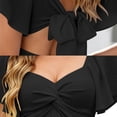 thumbnail image 6 of Dresses for Women Plus Size Ndbuld Women Spring Summer Short Sleeve High Waist Ruffle Back Bow Vacation A Line Dress Black L, 6 of 6