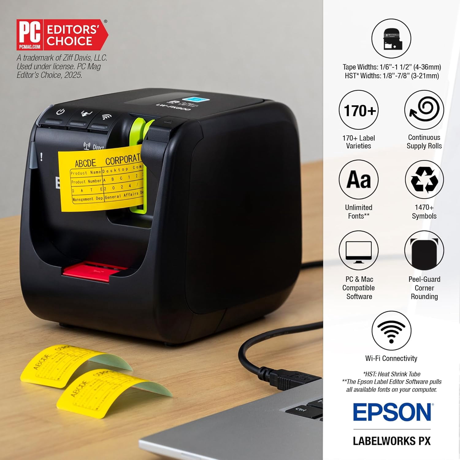 Epson LABELWORKS LW-PX800 Industrial Wireless Label Maker - Desktop Printer, Multiple Tape Types Compatible