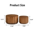 thumbnail image 7 of Leumius Round Nesting Coffee Table Set of 2, Wood Accent Tables with Vertical Slatted Body, Rustic Farmhouse Side Tables for Living Room Walnut, 7 of 7