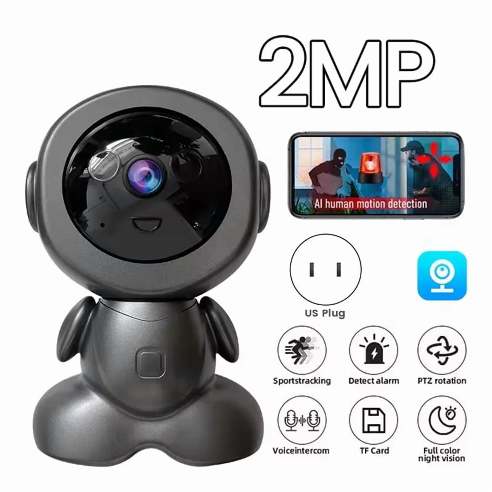 2MP Wireless Wifi Camera Auto Tracking AI Human Detect Baby Monitor HD Wireless Robot Surveillance Cmaeras SmartHome(US)