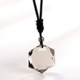 thumbnail image 3 of Anjiucc Natural Gemstone Smoked Quartz Hexagonal Pendant Necklace with Adjustable Rope 30 inches, Male and Female Necklace, 3 of 6