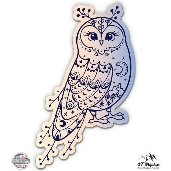 Owl Cute - 3" Vinyl Sticker - For Car Laptop I-Pad Phone Helmet Hard Hat - Waterproof Decal