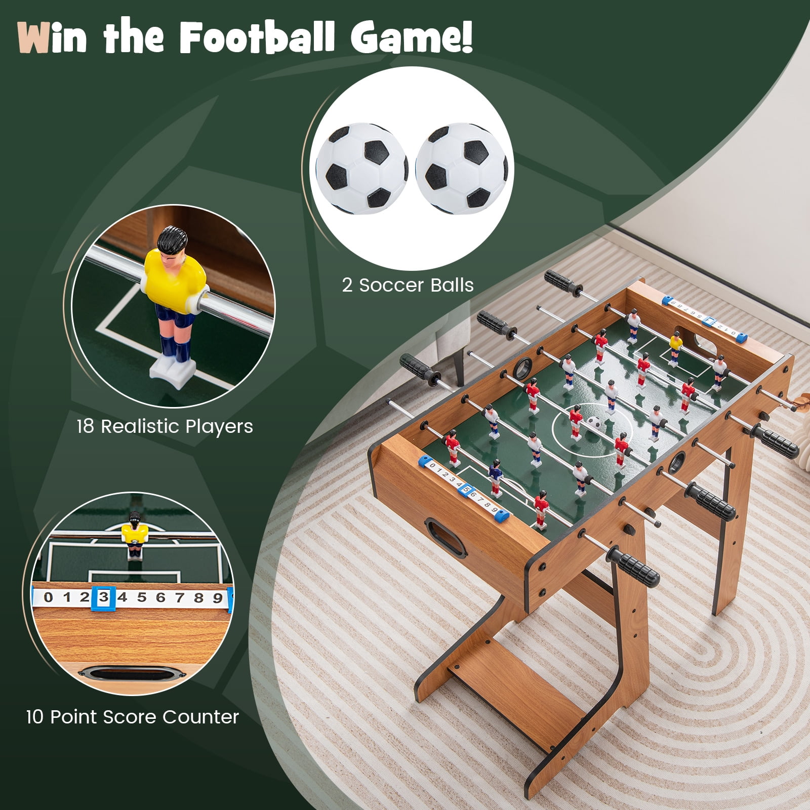 Patiojoy 27" Folding Foosball Table Soccer Game Christmas Gift Football Sports Indoor