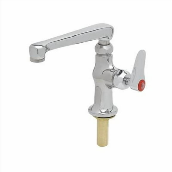 T&S Brass - Single Temp Deck Mount Faucet, Cerama Cartridge, Red Index, 6'' Cast Spout, 2.2 GPM Aerator