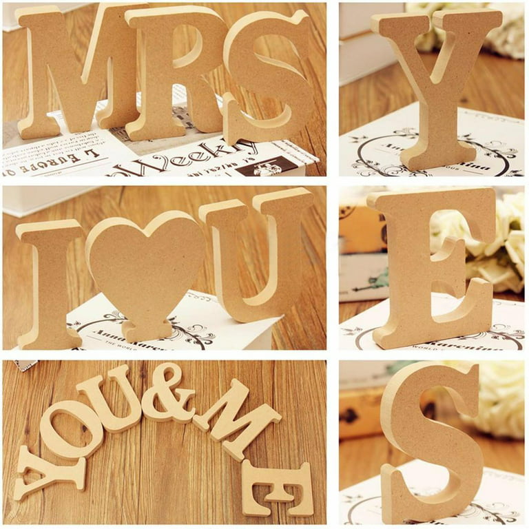 6 Inch White Wood Letters, Unfinished Wood Letters for Wall Decor  Decorative Standing Letters Slices Sign Board Decoration for Craft Home  Party Projects