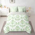 thumbnail image 2 of Homewish Women Fashion Damask Bedding Comforter Set 7pcs, Western Bohemian Style Queen Bedding Sets, Green Mandala Floral Reversible Queen Sheet Sets, Breathable Home Decor, 2 of 7