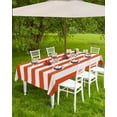 thumbnail image 3 of Outdoor Tablecloth Orange and White Stripes Rectangle Patio Tablecloths 60x84, Waterproof Table Cloths with Umbrella Hole and Zipper, Striped Simple Summer Table Cover for Outdoor Tables Garden, 3 of 6