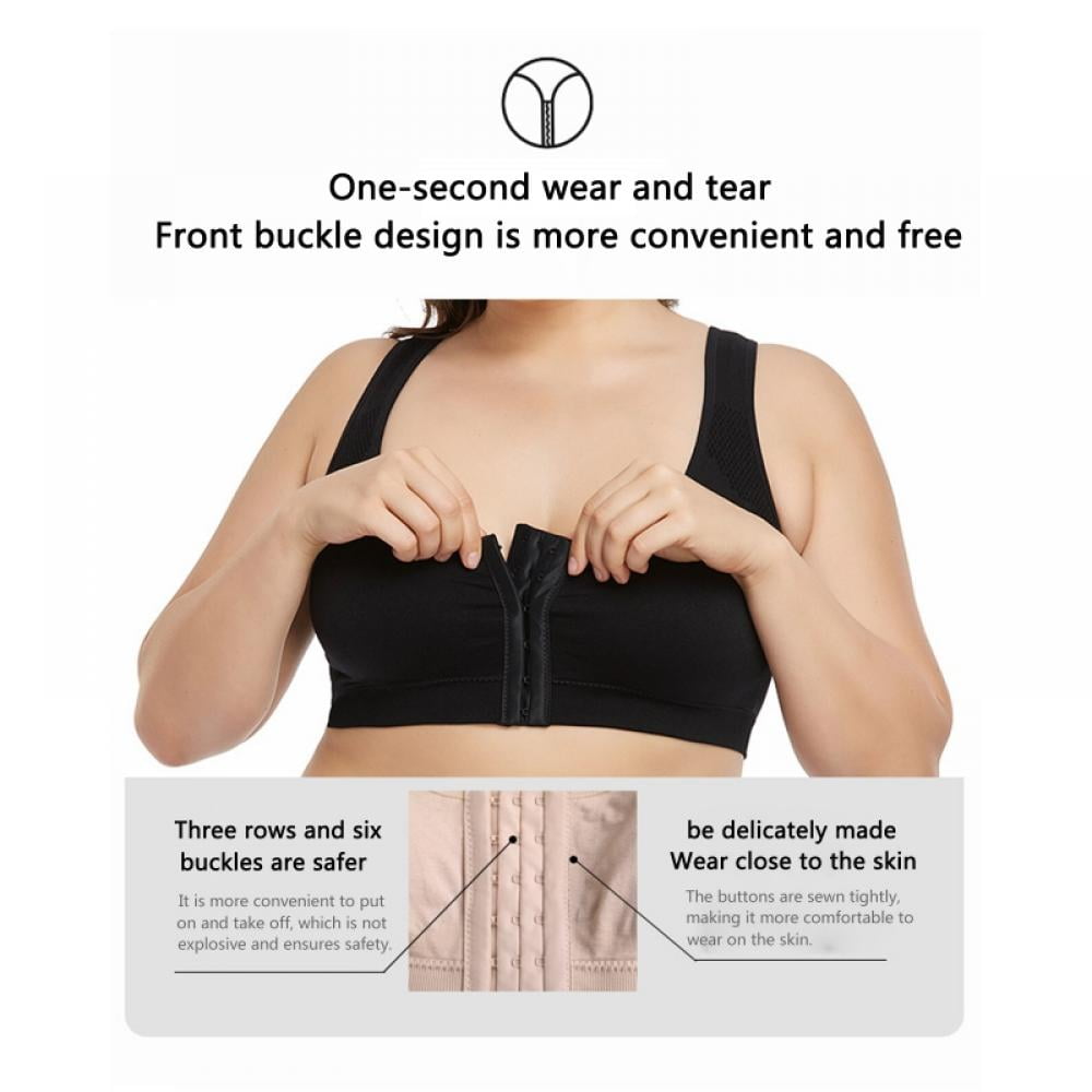 Elbourn Post Surgery Bra Surgical Bra Compression Sports Bra Front Closure  Bras for Women Close Breast Augmentation Bra Wireless 3PC 