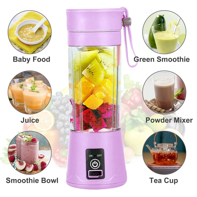 Multi-functional Juicer Cup Portable, Personal Size Blender Shakes, and  Smoothies Mini Juicer Cup with 2 Sharp Blades, 380 ml Blue