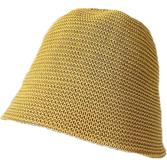 CoCopeaunts Plain Bucket Hat Women Solid Color Knitted Summer Sunshade Breathable Straight Hat Summer Floding Fisherman Hat