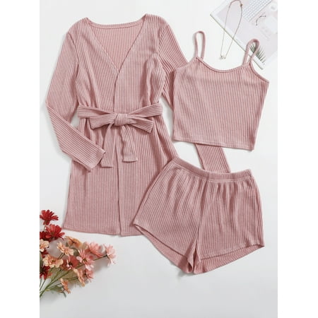 

Casual Women s Plus 3pack knit Lounge Set Pink 1XL(14) for Summer F220102Y