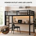 thumbnail image 5 of UHOMEPRO Metal Twin Loft Bed with Desk, Power Outlet, USB Charging Station, LED Lights, Heavy Duty Metal Loft Bed Frame, Space Saving Twin Loft Bed for Kids, Teens and Adults, Black, 5 of 8