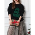 thumbnail image 2 of TheFound  Women's Christmas Tree Sweaters Drop Shoulder Long Sleeve Round Neck Ribbed Loose Knitted Tops, 2 of 8