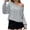 Gray, variant on Solid Color Spring Fall Long Sleeve Off Shoulder Casual Crop Sweatshirt