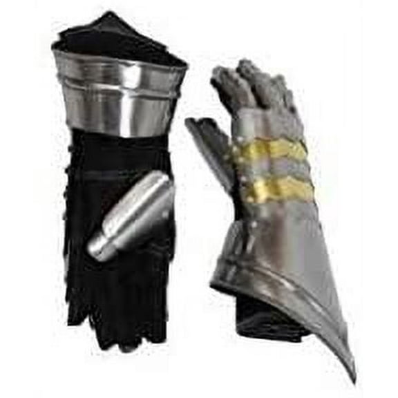 Gauntlet Pair with Brass Large - Silver
