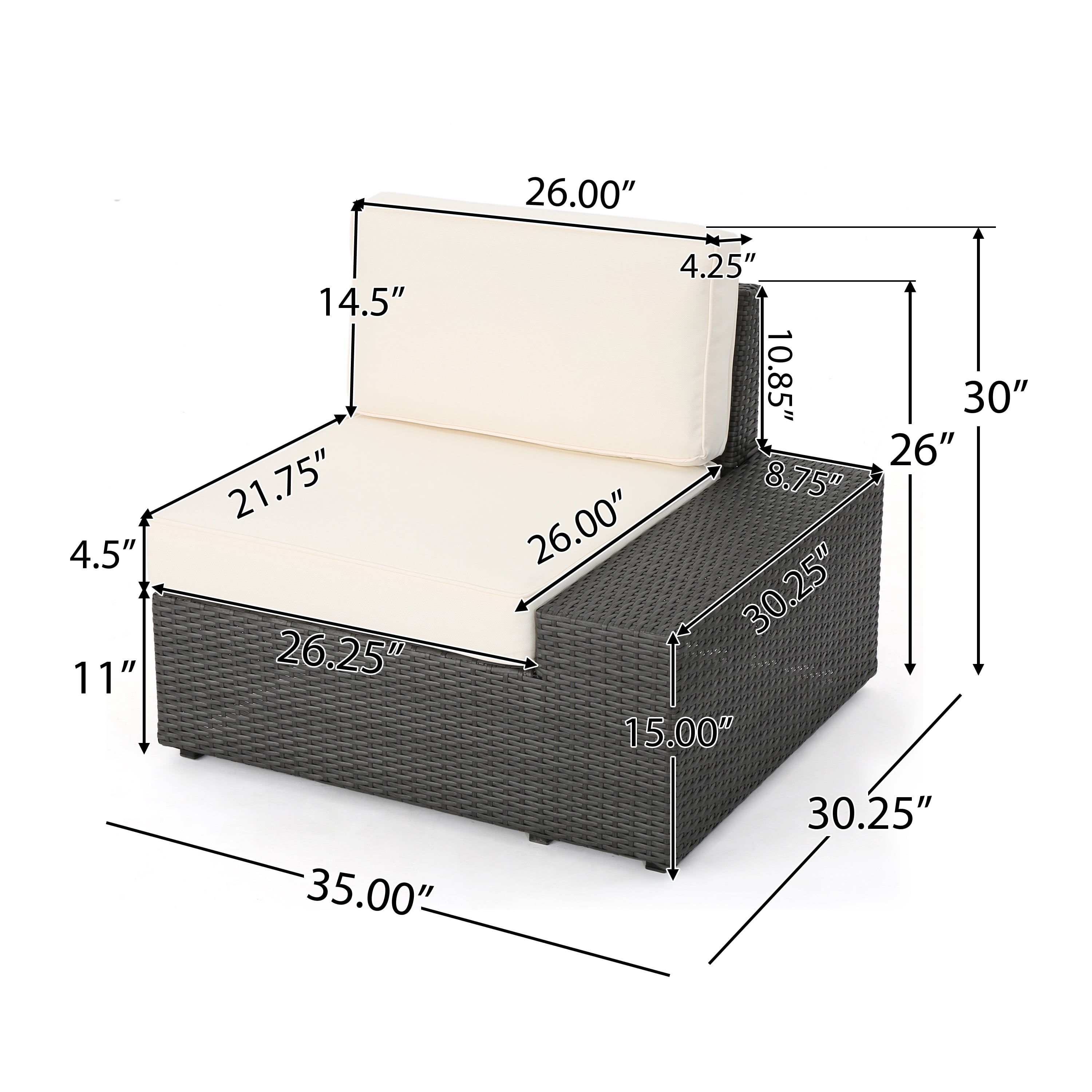 Outdoor 6-piece Grey Wicker Sofa Set