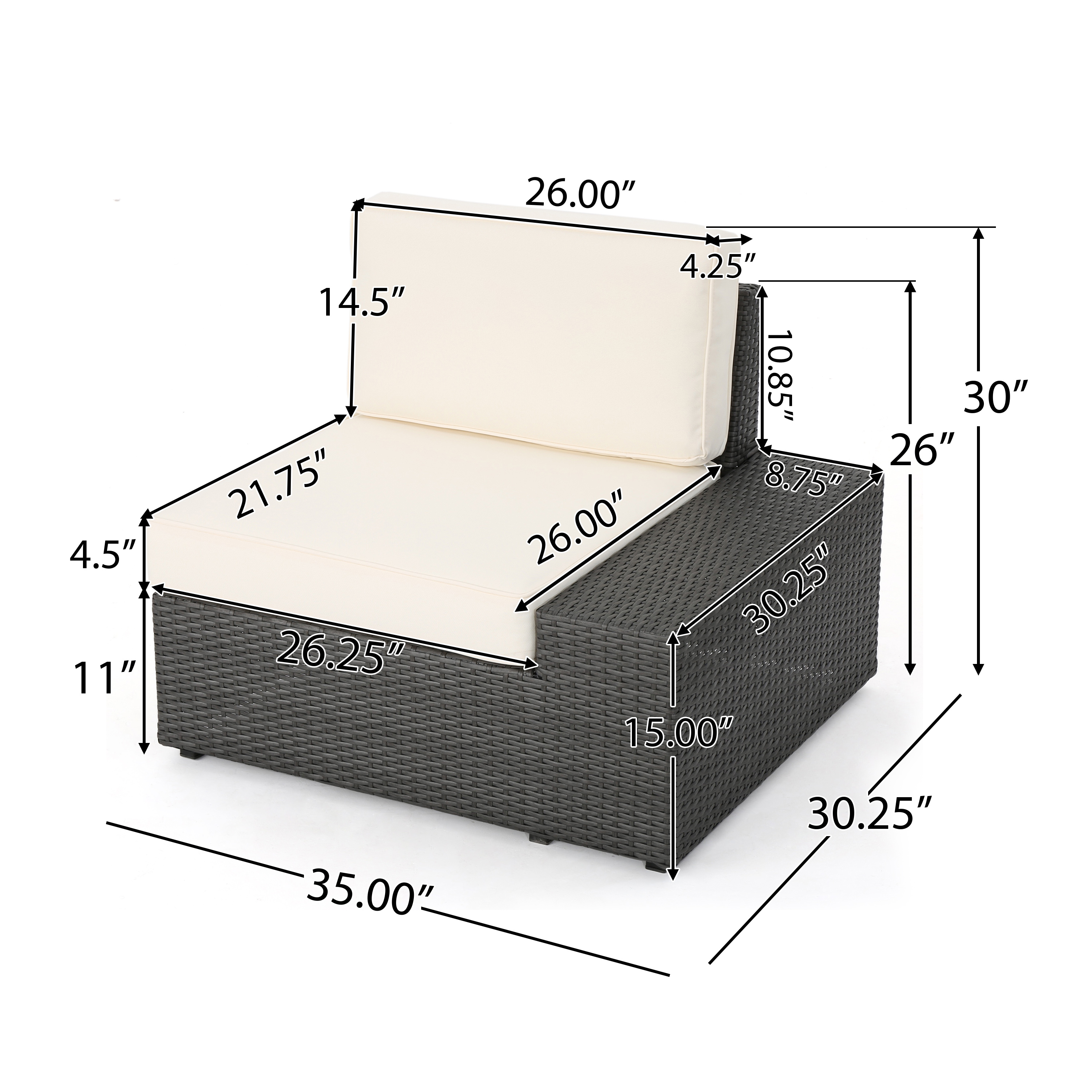 Outdoor 6-piece Grey Wicker Sofa Set - image 3 of 10