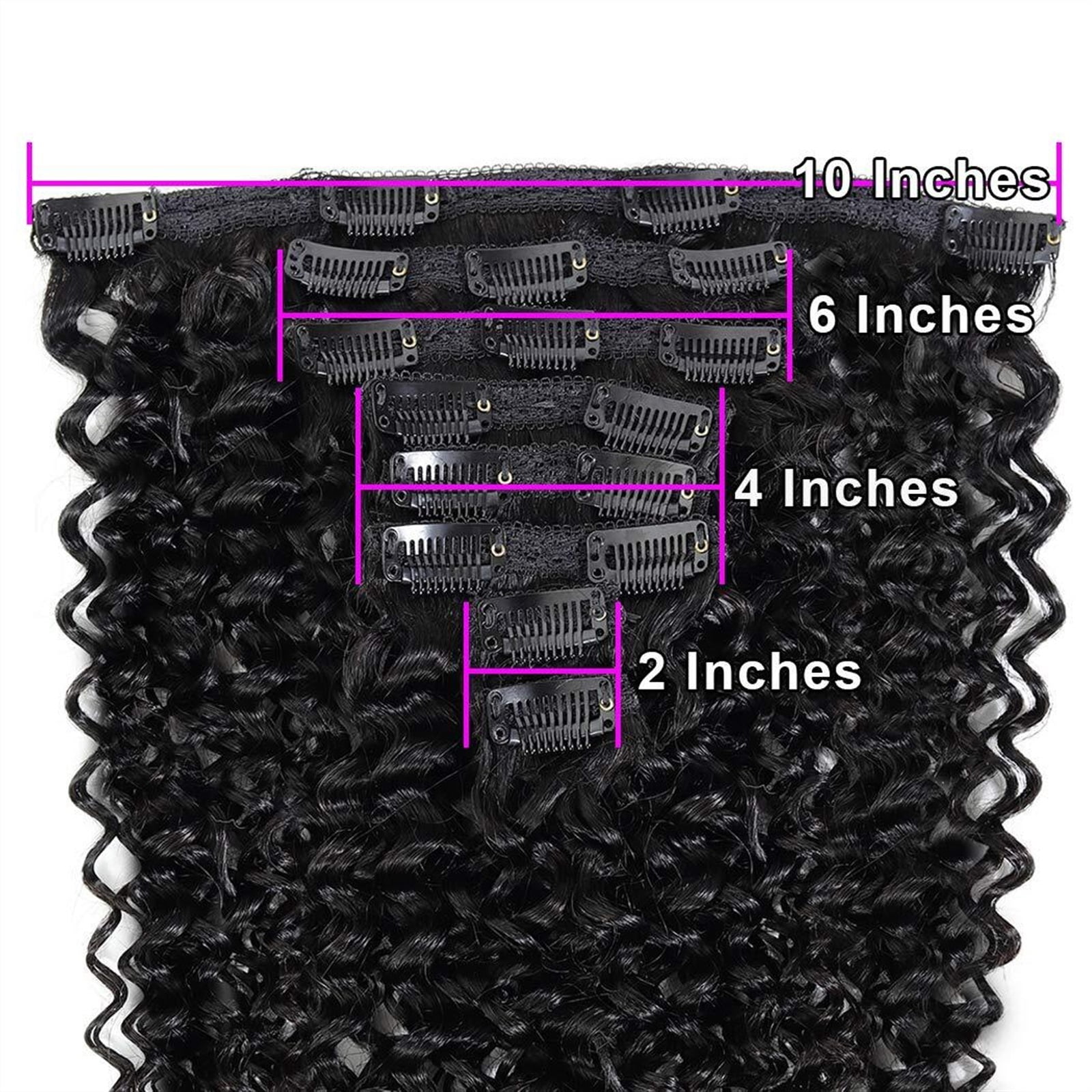 Curly Clip in Hair Extensions Human Hair for Black Women - 8 Pieces/Set #1B Double Weft Brazilian Remy Human Hair Clip in Extensions Thick to Ends
