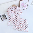 thumbnail image 2 of Daznico Women's Cotton Gauze Pajama Set, Heart Print Short Sleeve Button-Up Top & Shorts, Breathable Summer Sleepwear,L, 2 of 9