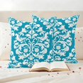 thumbnail image 3 of Baroque Blue Outdoor Waterproof Pillow Covers, Vintage Damask Classic Floral Decorative Square Throw Pillowcase Sofa Cushion Sham for Patio/Couch/Chair, 16"x16" 2 Pack, 3 of 8