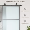 thumbnail image 3 of HOMCOM 36" x 84" Sliding Door with Hardware Kit, Handle, & Track, Industrial Frosted Tempered Glass Door with Carbon Steel, Easy Installation, 3 of 9