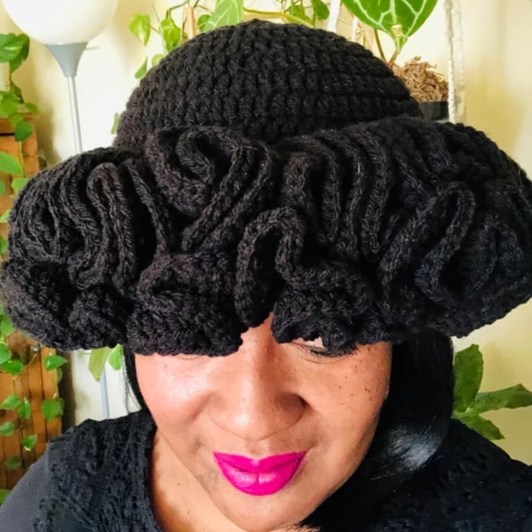 WINDLAND Sweet Girls Crochet Ruffled Brim Bucket Hat Cute  display picture 2