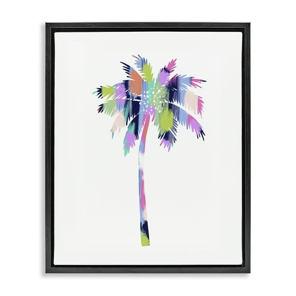 Stupell Industries Patterned Palm Tree Botanical & Floral Painting Black Floater Framed Canvas Art Print Wall Art, 17 x 21