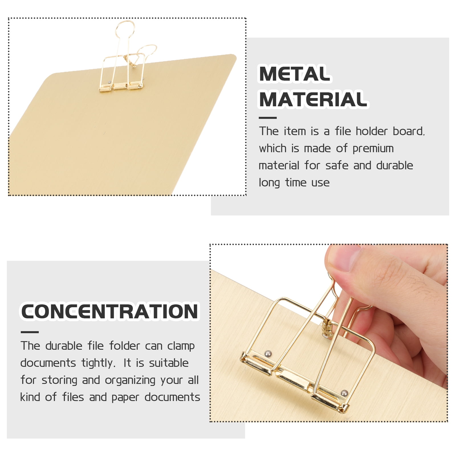 unbranded  Clipboard Organizer Foldable Paper Clips A4 Folder Student Golden