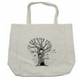 thumbnail image 1 of Cartoon Shopping Bag, Monochrome Tree with Playing Bunny and Fox Doodle Style Arrangement, Eco-Friendly Reusable Bag for Groceries Beach and More, 15.5" X 14.5", Cream, by Ambesonne, 1 of 2