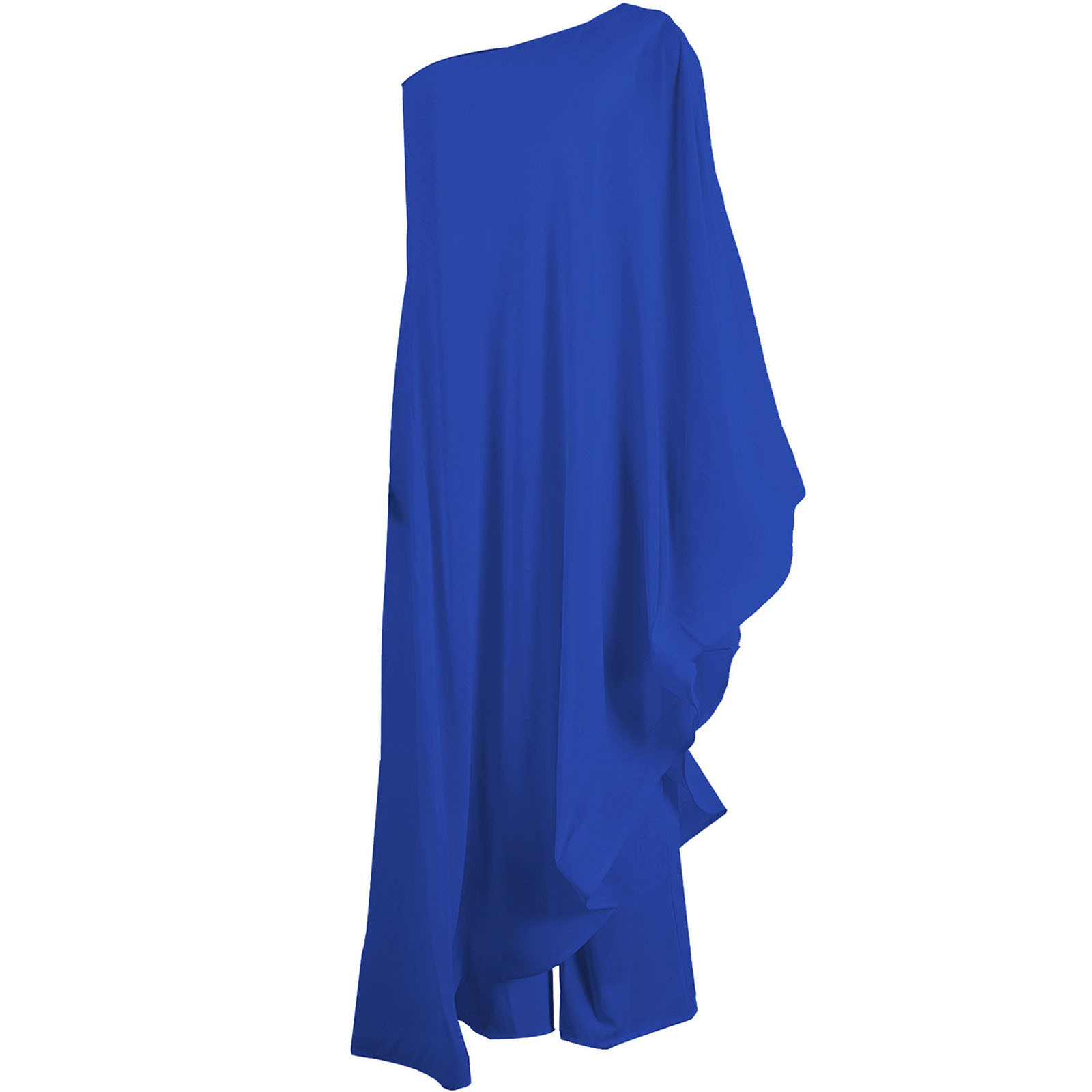 Jumpsuits for Women One Shoulder Evening Cocktail Semi Formal Maxi Dress Pants Travel Outfits Set S-111 Blue M