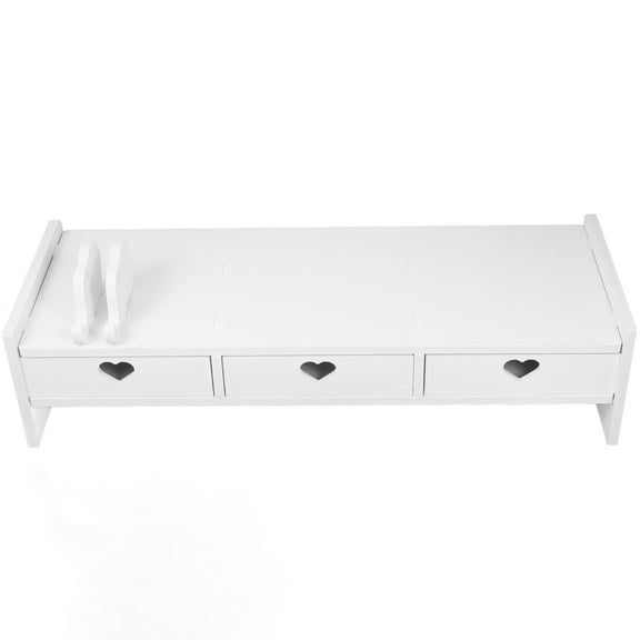HEATSHAKING 1Pcs White Square Computer Monitor Riser for Desk Organization with Keyboard Storage Minimalist Style