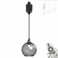 thumbnail image 1 of FSLiving Adjustable Height J Type Track Light Pendants E26 Smart LED Edison Bulbs with Timer Smoke Gray Water Ripple Glass Globe 4 ft Cord, Dimmable for Kitchen Island Planting Customizable, 1 of 9