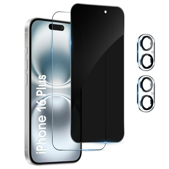 LIDAY 2 Pack Screen Protector Compatible with iPhone 16 Pro Max 2 Pack Camera Lens Protector, HD and Privacy Tempered Glass Screen Protector, Sensor Protection